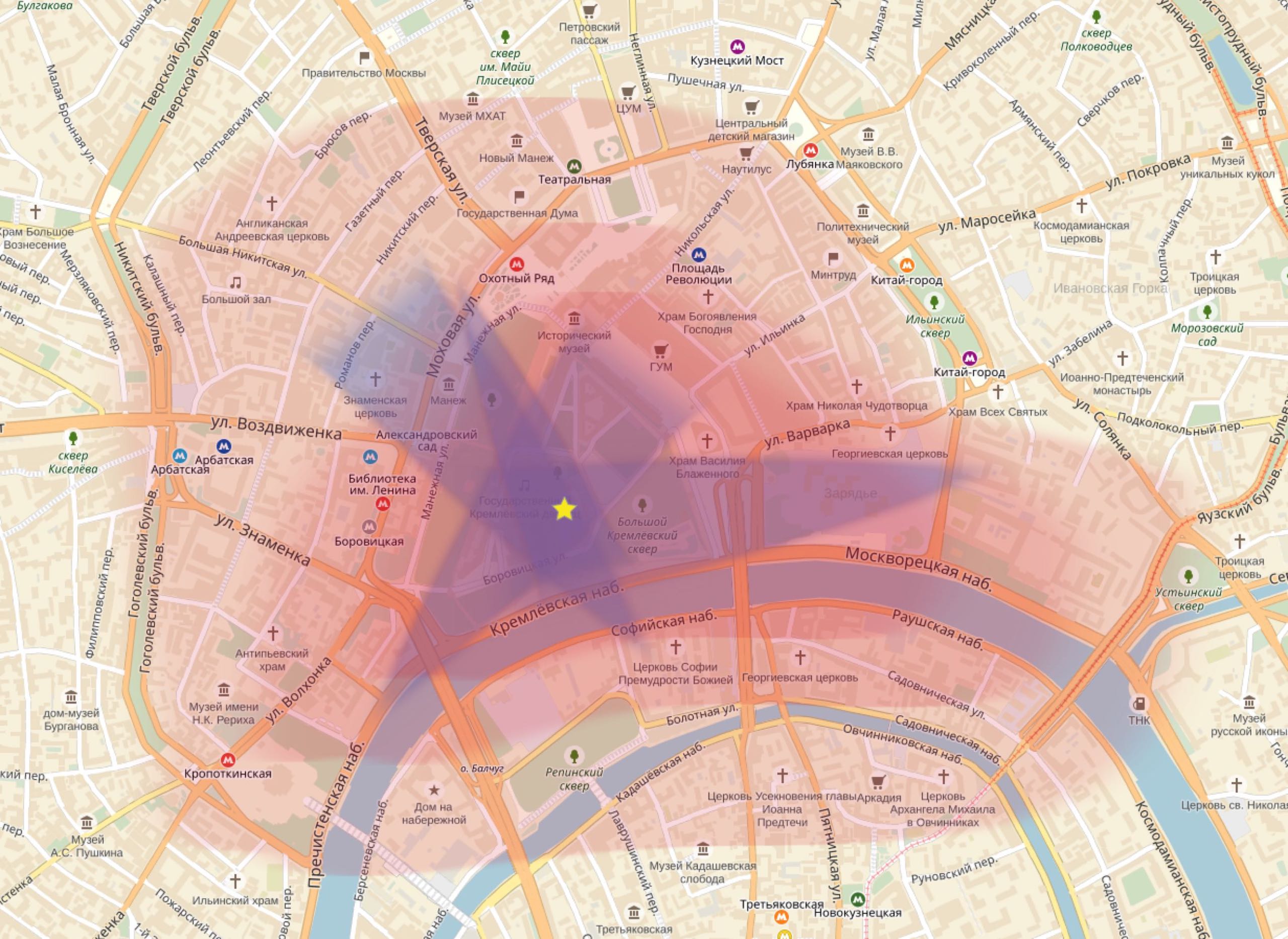 GPS jammer map of Moscow